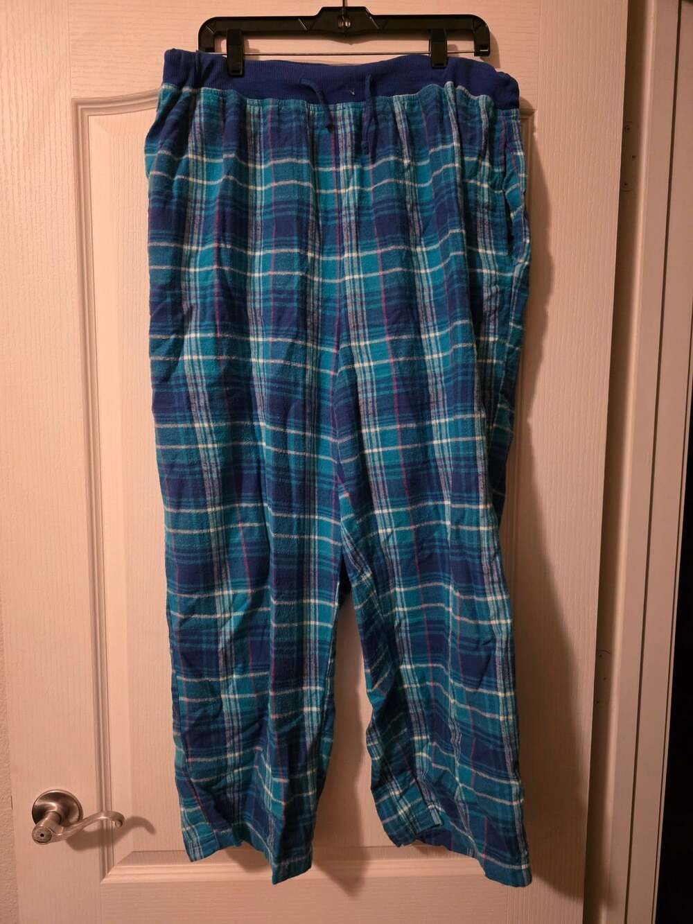 Dreams & Co. Pajama Pants Size 1X 22/24 Blue Plaid Sleepwear Lounge